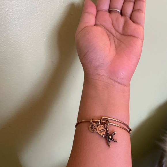 Gold Alex & Ani Starfish Charm Bracelet - Picture 3 of 5